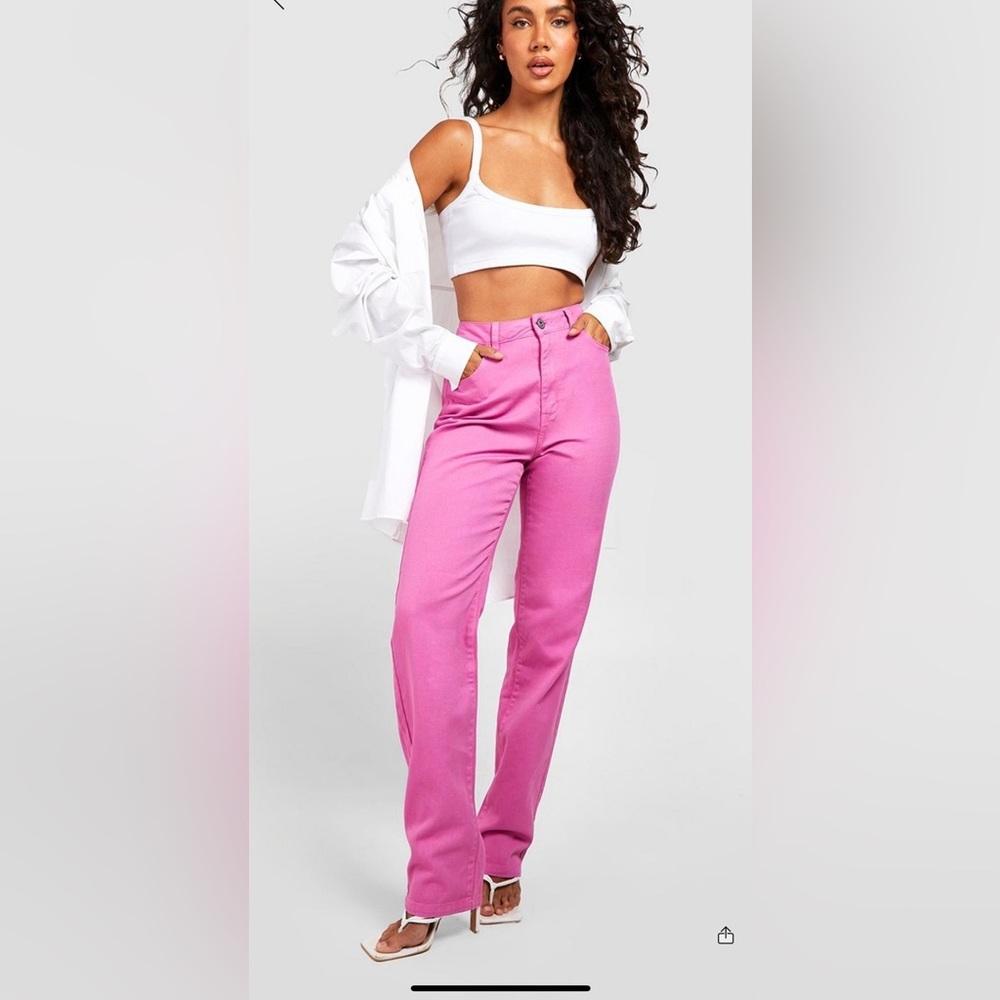 Boohoo pink straight pants